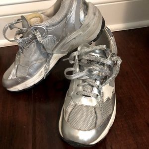 Golden Goose Dad Star Vintage Silver Sneaker SIZE 38